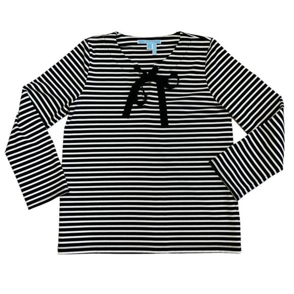 Draper James NWTs New Sailor Stripe Black White Tee size small - Picture 2 of 10